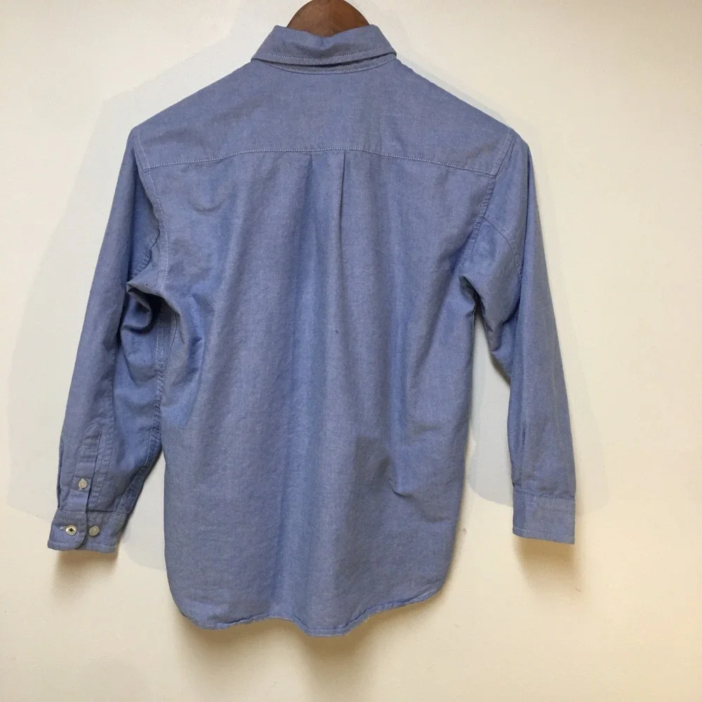 Gap Oxford Shirt Boys Size L 10 Blue Long Sleeve Button Down Cotton Chambray